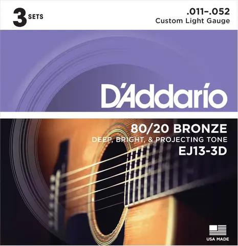 D'Addario EJ13-3D (011-052) 3-pakning