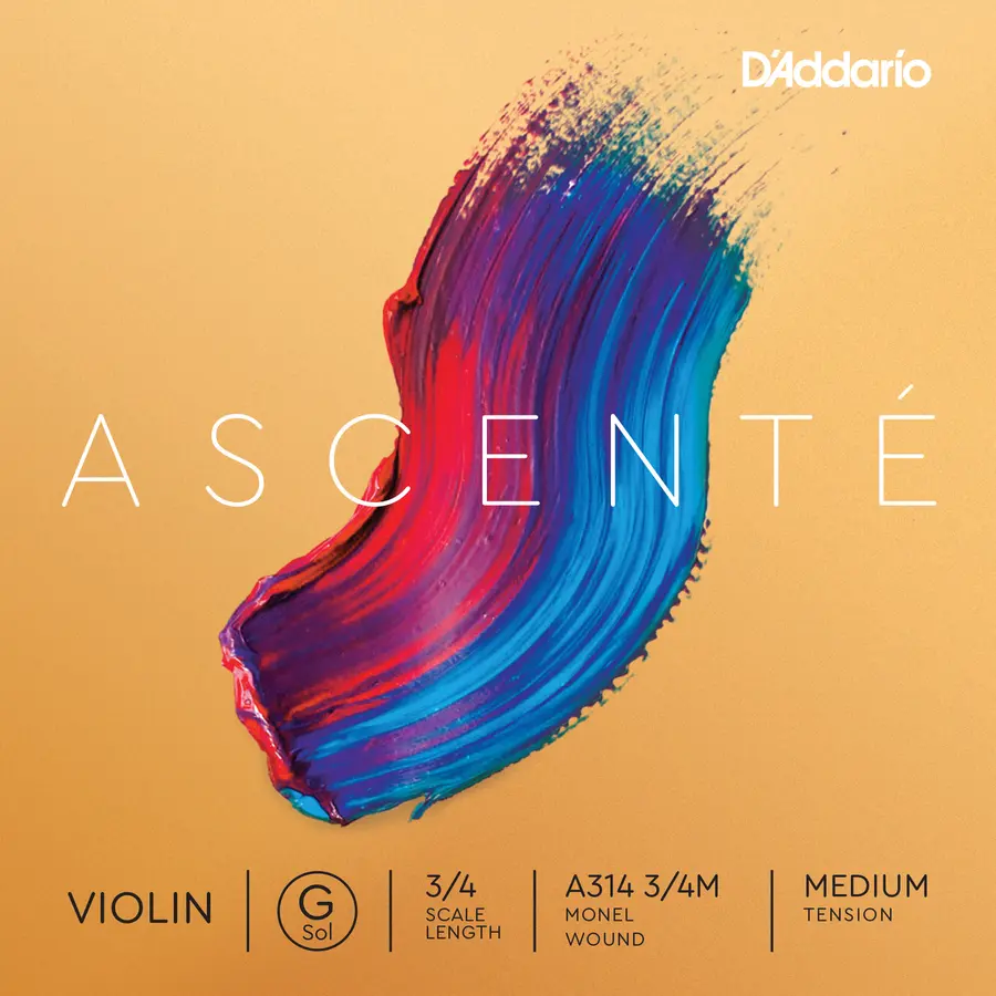 D'Addario A314 3/4M Violin String Ascenté Student Synth G-monel 9.5 