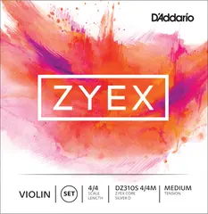 D'Addario DZ310S 4/4M Violin Strings Zyex Set (silver D) Medium Tension