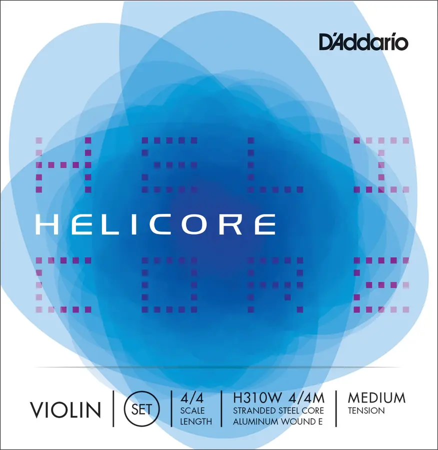 D'Addario H310W 4/4M Violin Strings Helicore Set coiled (aluminum E) Medium 
