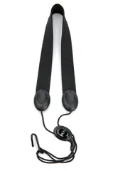 D'Addario SJA11 Fabric Saxophone Strap Soprano/Alto, Solid Black, Metal Hook