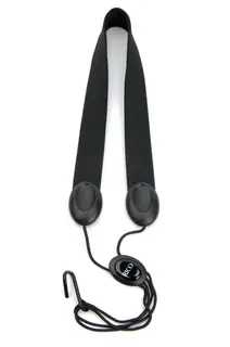D'Addario SJA11 Fabric Saxophone Strap Soprano/Alto, Solid Black, Metal Hook