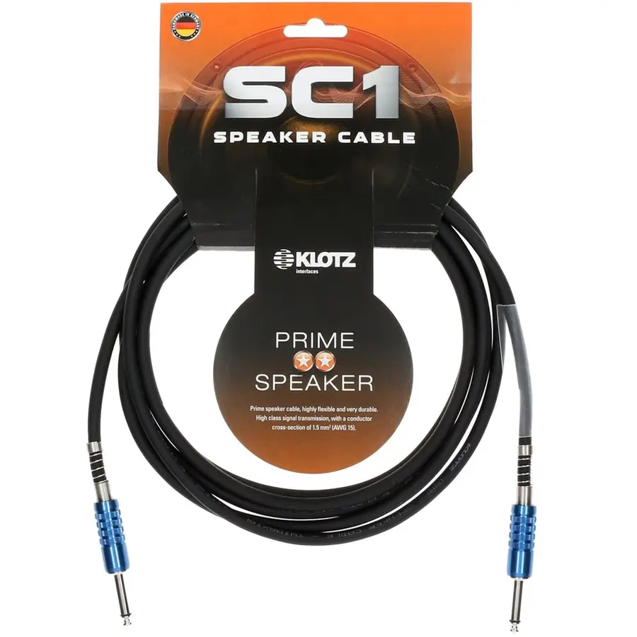 Klotz SC1PP03SW Høytt kabel SC1 2x1,5mm2 Jack Jack 3m 