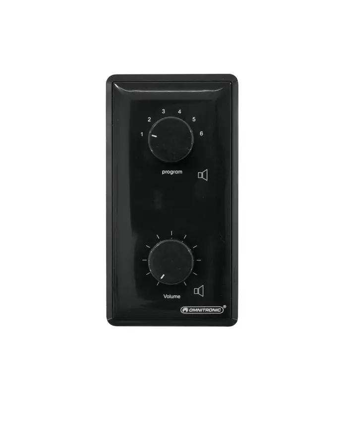 OMNITRONIC PA 45W mono Vol Contr/Prog Select, Black 