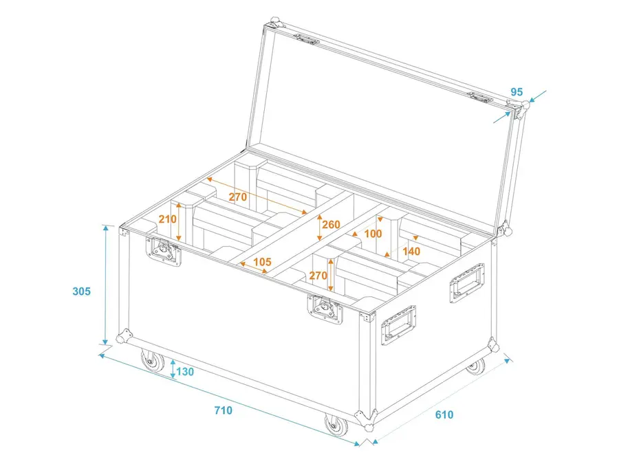 ROADINGER Flightcase 4x LED TMH-X1 Moving-Head Beam 