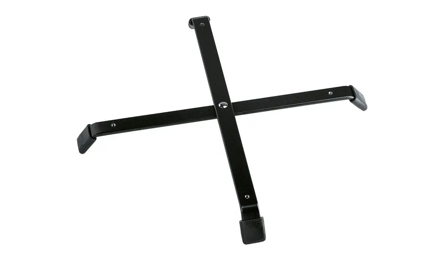 K&M 17710 Foldable base, for up to 4 peg Large black powder-coated folding base 