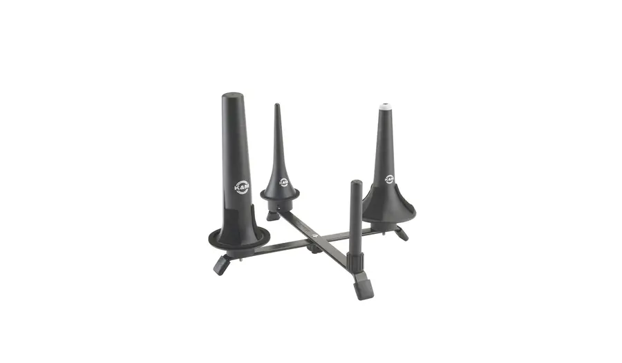 K&M 17710 Foldable base, for up to 4 peg Large black powder-coated folding base 