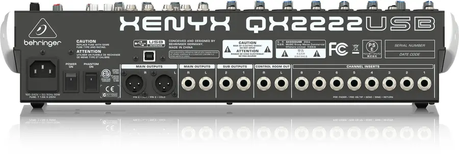 Behringer Xenyx QX2222USB Premium Mixer 22-Input 2/2-Bus, KLARK TEKNIK Multi-FX 