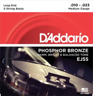 D'Addario EJ55 5-str. Banjo 010-023 Medium Phosphor Bronze (sett)