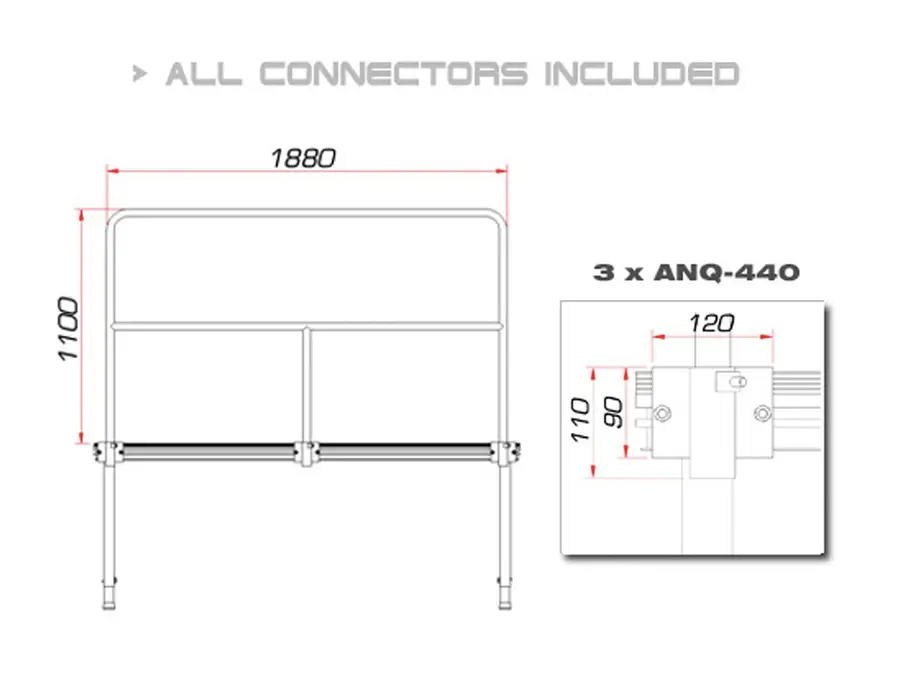 GUIL TMQ-02/440 Stage Rail 188 cm (Aluminium Version) 
