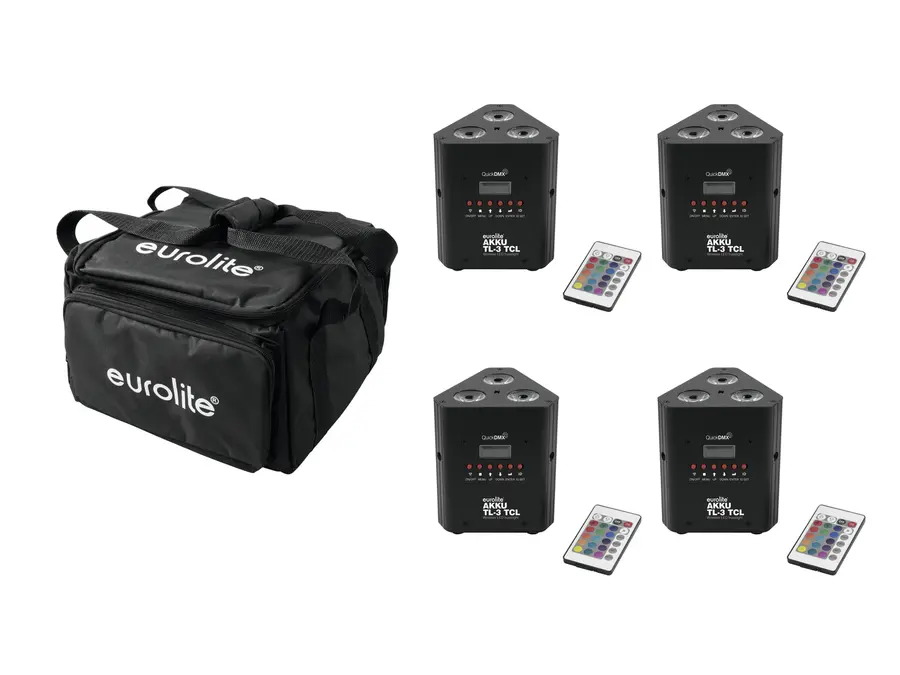Eurolite Set 4x AKKU TL-3 QuickDMX & Soft-Bag 