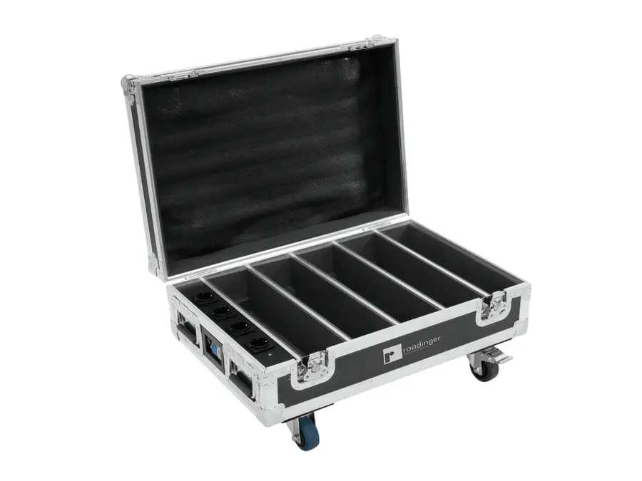 Roadinger Flightcase 4x AKKU BAR-6 Glow QCL Flex QuickDMX with charging function 