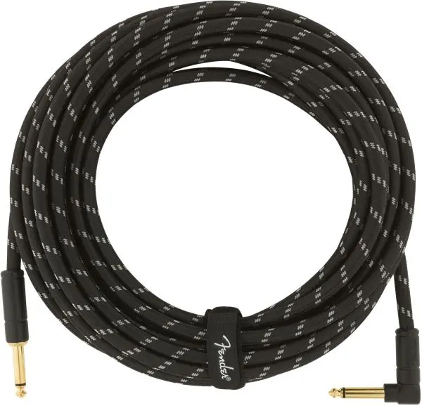 Fender Deluxe Series Instrument Cable Straight/Angle, 25', Black Tweed 