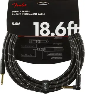 Fender Deluxe Series Instrument Cable Straight/Angle, 18.6', Black Tweed