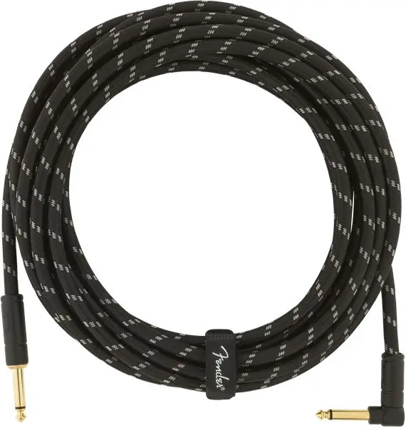 Fender Deluxe Series Instrument Cable Straight/Angle, 18.6', Black Tweed 