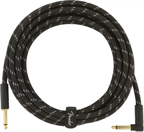 Fender Deluxe Series Instrument Cable Straight/Angle, 15' Black Tweed 
