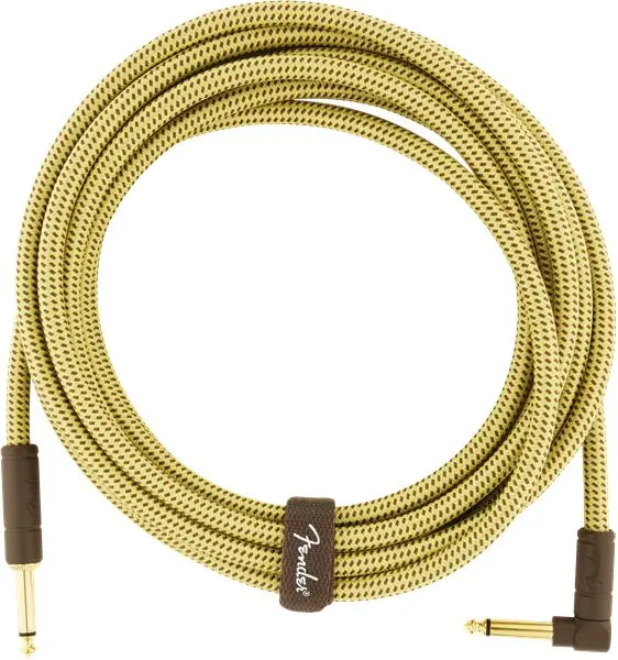 Fender Deluxe Series Instrument Cable Straight/Angle, 15', Tweed 