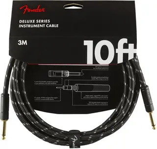 Fender Deluxe Series Instrument Cable Straight/Straight, 10', Black Tweed