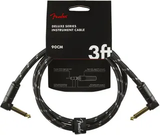 Fender Deluxe Series Instrument Cable Angle/Angle, 3', Black Tweed