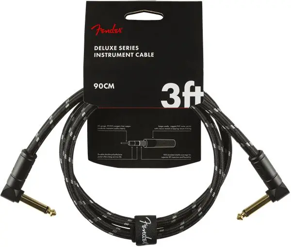 Fender Deluxe Series Instrument Cable Angle/Angle, 3', Black Tweed 
