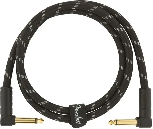 Fender Deluxe Series Instrument Cable Angle/Angle, 3', Black Tweed 