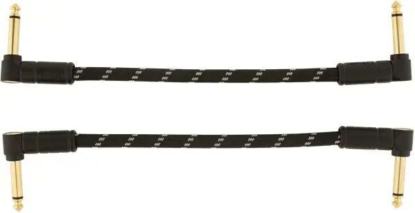 Fender Deluxe Series Instrument Cables 2-Pack, Angle/Angle, 6", Black Tweed 