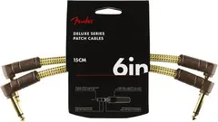 Fender Deluxe Series Instrument Cables (2-Pack), Angle/Angle, 6", Tweed