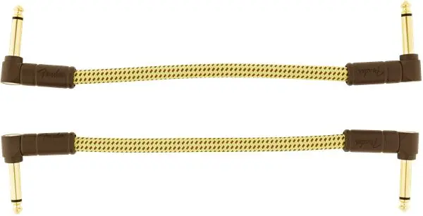Fender Deluxe Series Instrument Cables (2-Pack), Angle/Angle, 6", Tweed 