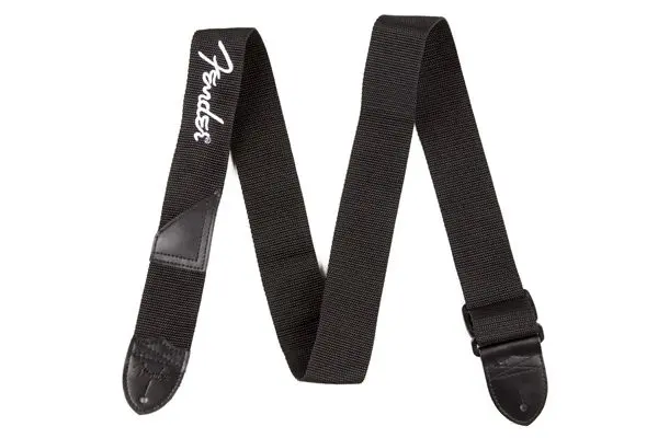 Fender 2" Black Poly Strap w/ White Fender Logo 