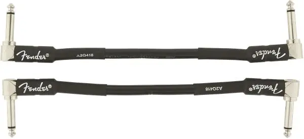 Fender Professional Instrument Cable 2-Pack, Angle/Angle, 6", Black 