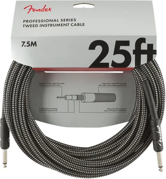 Fender Pro instrumentkabel 7.5m GT 25', grå tweed 
