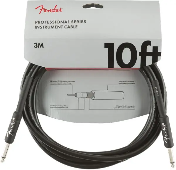 Fender Professional Instrument Cable Straight/Straight, 10', Black 