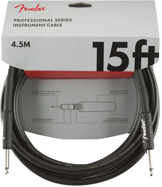 Fender Professional Instrument Cable Straight/Straight, 15', Black 