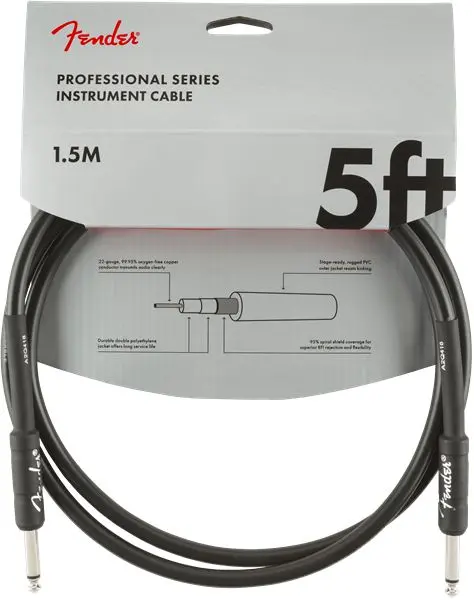 Fender Pro instrumentkabel 1.5m svart Straight/Straight, 5' 