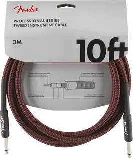 Fender Pro instrumentkabel 3m RT 10', Rød Tweed