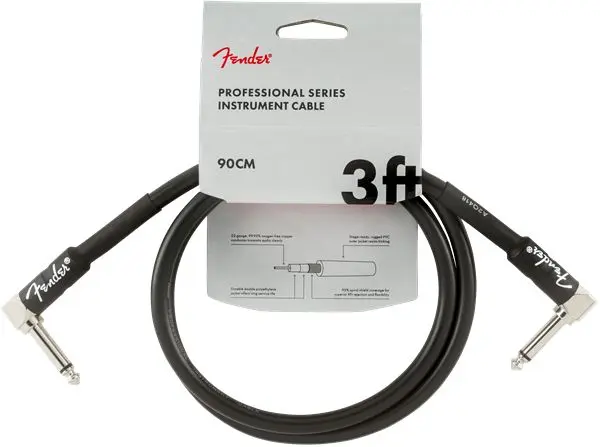 Fender Pro instrumentkabel 90cm svart Angle/Angle, 3' 