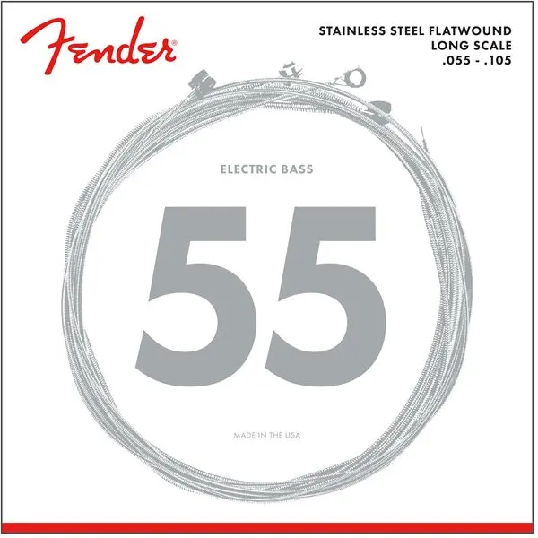 Fender Stainless 9050's Bass Strings (055-105) Stainless Steel Flatwound 