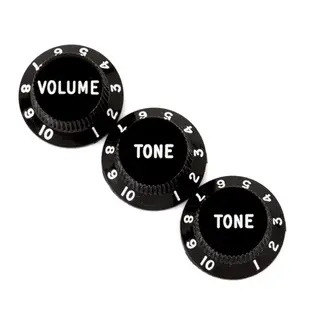Fender Stratocaster Knobs, Black (Volume, Tone, Tone) (3)