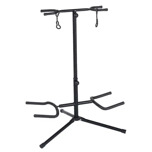 Gitarstativ med armstøtte for hals 2 gitarer, tripod 
