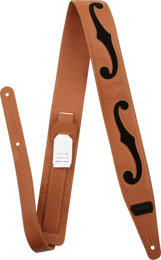 Gretsch F-Holes lærreim oransje og svart 3" 