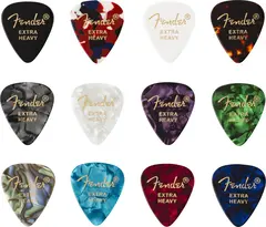 Fender 351 Shape Celluloid Medley Extra Heavy Plekter 12-pakning