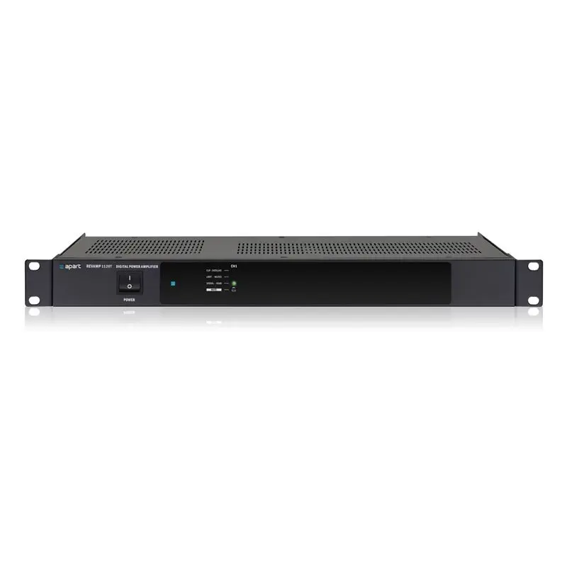 Apart Forsterker, klasseD 1x120W@100V eller @4Ohm, vifteløs, 1U, 19" 