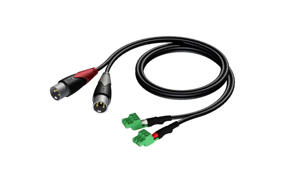 Procab CLA834 2xXLR M 2xTerm Block 1,5m 2 x XLR han - 2 x term, bloc 3P - 3.81mm 