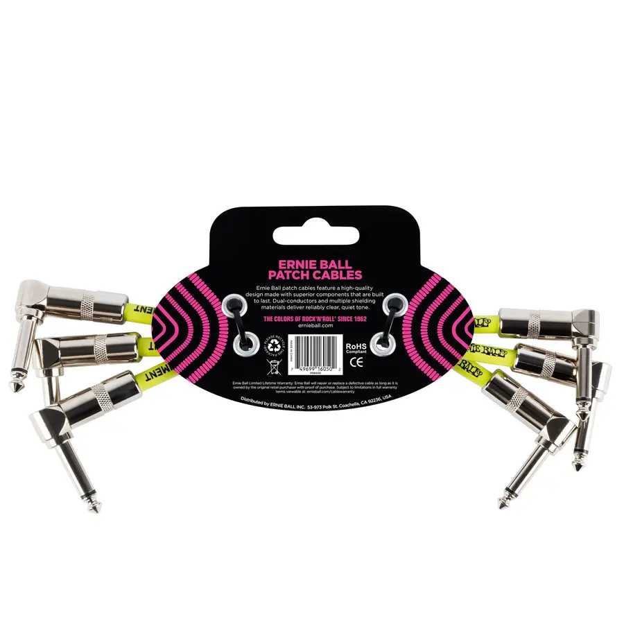 Ernie Ball EB-6050 Patch Cable Black 15 cm, 3-pack 