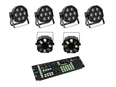 Eurolite Set 4x LED SLS-7 HCL Floor &amp; 2x LED FE-700 &amp; Color Chief DMX LED Ctrl.