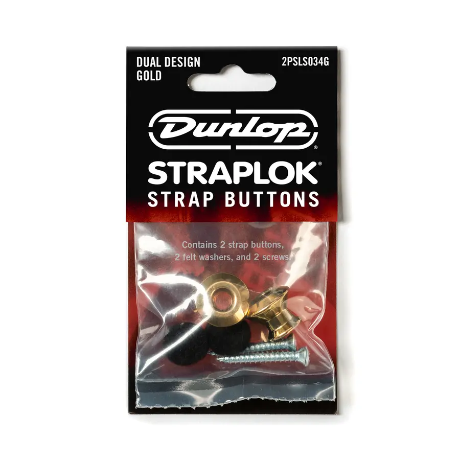 Dunlop 2PSLS034G Straplok Dual Design Button Set-Gold 
