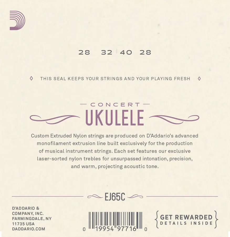 D'Addario EJ65C Strengesett Ukulele Concert Pro Arté 