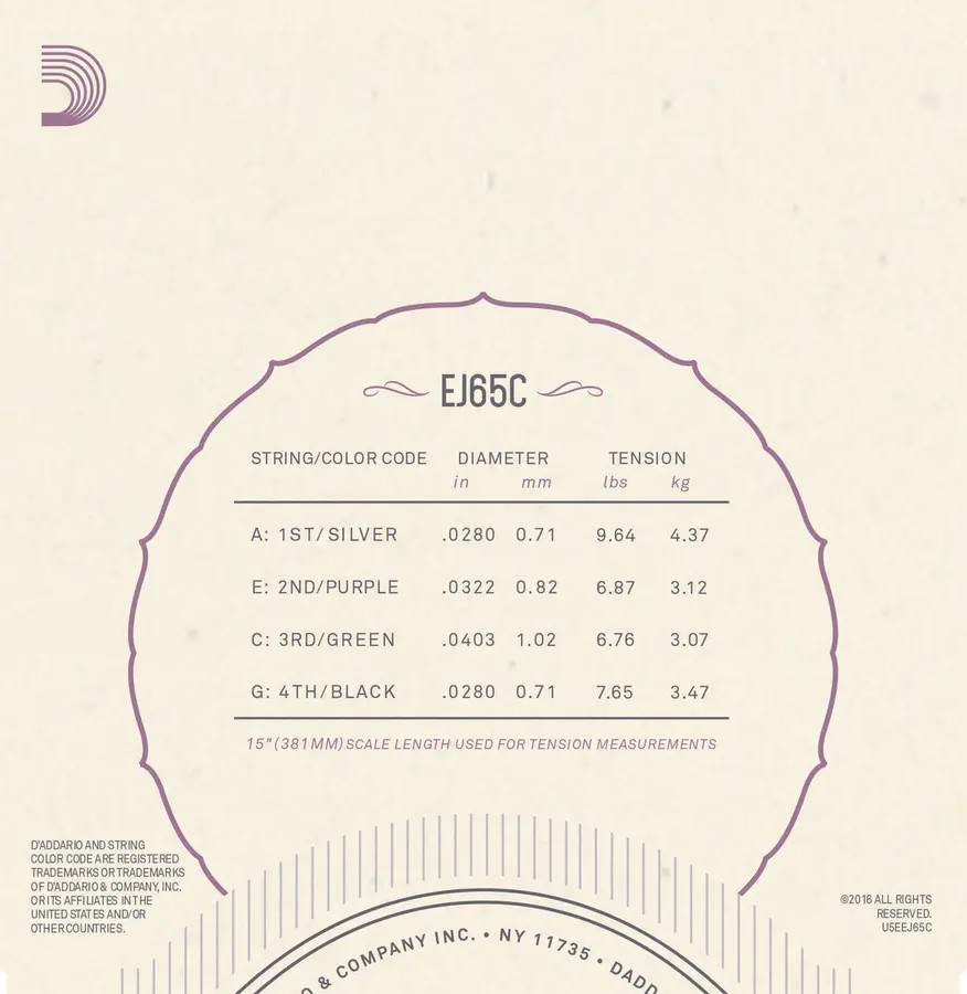 D'Addario EJ65C Strengesett Ukulele Concert Pro Arté 