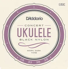 D'Addario EJ53C Strengesett Ukulele Concert Hawaiian Black Nylon