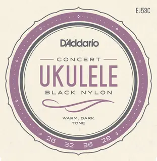 D'Addario EJ53C Strengesett Ukulele Concert Hawaiian Black Nylon
